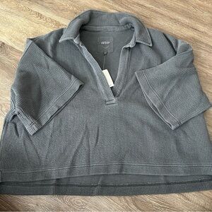 Aerie Charcoal Ribbed Knit Top